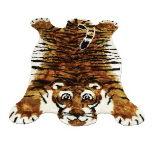 Walk on Me Faux Fur Super Soft Kids Tiger Rug Tufted With Non-slip Backing Area Rug - 1 of 4