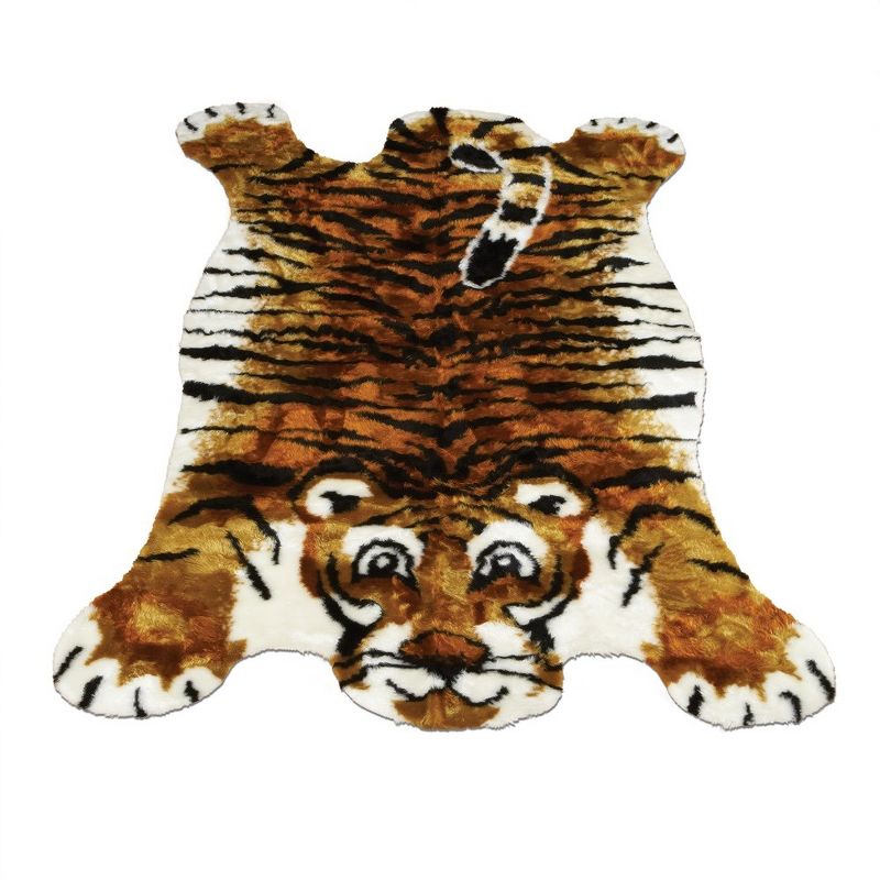 Walk on Me Faux Fur Super Soft Kids Tiger Rug Tufted With Non-slip Backing Area Rug, 1 of 5