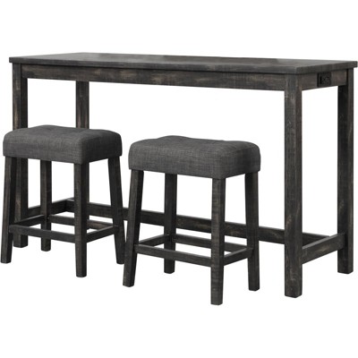 Yosef 3 Piece Rectangular Wood Bar Set in Gray - Best Master Furniture