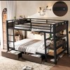 JANSNO Black Metal Bunk Bed with Built-in Storage Shelves, Light Strip & USB Power Strip - 3 of 4