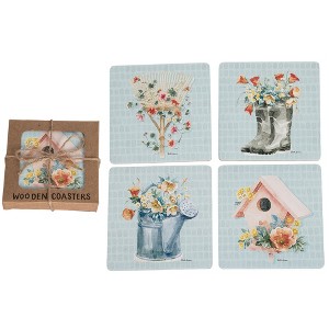 Transpac MDF Cottage Birdhouse Coasters in Box S/ Home Decorations Spring - 1 of 2