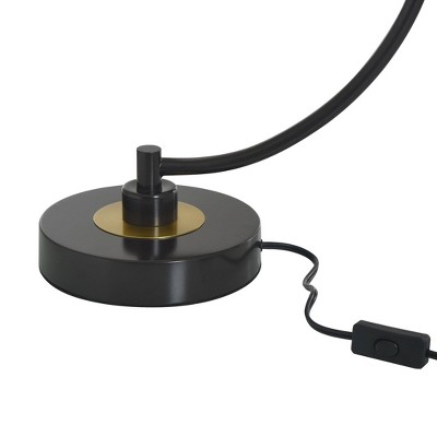 Black Arc Table Lamp with Glass Pendant Shade