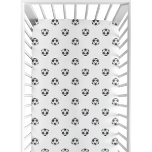 Sweet Jojo Designs Boy Baby Fitted Crib Sheet Watercolor Sports Theme Black and White - 1 of 4
