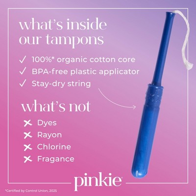 Pinkie Tween & Teen Organic Cotton Tampon Multipack - Regular & Super Absorbency - 36ct