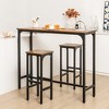 Tangkula 3PCS Bar Table & Chairs Set Industrial Dining Breakfast Table Set w/ Metal Frame - 2 of 4