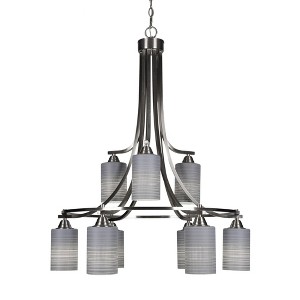 Toltec Lighting Paramount 9 - Light Chandelier in  Brushed Nickel with 4" Gray Matrix Shade - 1 of 1