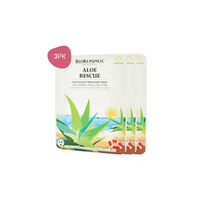 BioRepublic Skincare Revitalizing Fiber Face Mask Sheets - Aloe & Vitamin E - 3ct