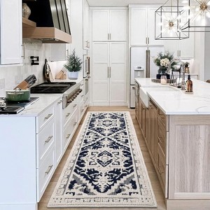 Non-Shedding Non Slip Area Rug, Medallion Textured Carpet, Vintage Floral Floor Carpet for Dining Room Home Office Playroom Dorm Living Room Bedroom - 1 of 4