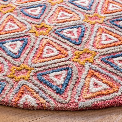 Luxurious Hand-Tufted Pure Wool Round Red Area Rug - 6'