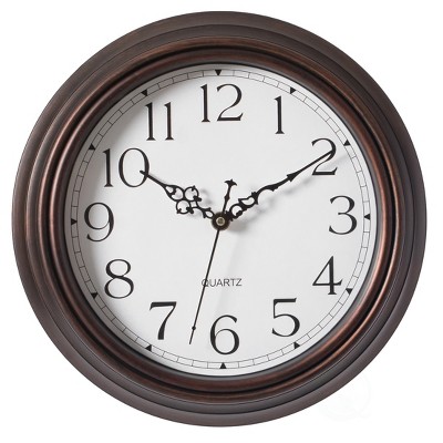 Quickway Imports Retro Decor Wall Clock Unique Handle Design For Living Room, Kitchen, or Dining Room, Plastic, White Face