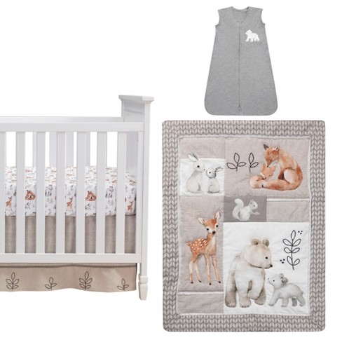 Lambs & Ivy Painted Forest 4-piece Crib Bedding Set - Gray, Beige, White :  Target
