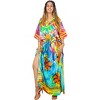 LA LEELA Women's House Daily Routine Evening Wear Maxi Dresses Caftan Loungewear Casual Long Cover up Caftans for Women Plus One Size Multi,Abstract - 3 of 4
