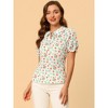 INSPIRE CHIC Women's Puff Short Sleeve Peter Pan Collar Keyhole Collar Blouse - 2 of 4