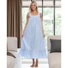 ADR Women's Cotton Nightgown, Embroidered Floral Sleeveless Lace Trim Long Vintage Night Dress Gown - 2 of 4