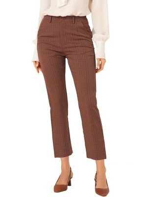 INSPIRE CHIC Women's High Waist Elastic Back Two Slant Pockets Office Work Ankle Pants