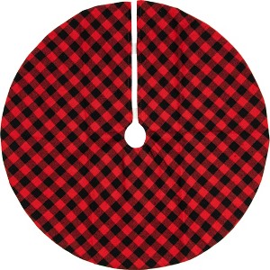 Northlight 20" Red and Black Buffalo Plaid Mini Christmas Tree Skirt - 1 of 4