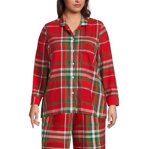 Lands' End Women's Long Sleeve Print Flannel Pajama Top - 1 of 3