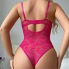 Clotth Women's Lace Teddy Bodysuit with Stockings - Underwire Lingerie Babydoll, Sheer Lace Bodysuit with Attached Stockings - 2 of 4