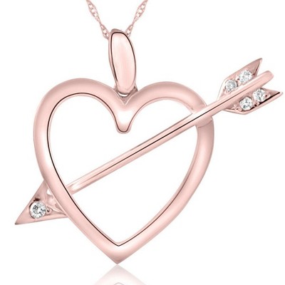 Pompeii3 14k Heart & Arrow Diamond Pendant Necklace in White Yellow, or Rose Gold 1" Tall