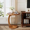 ORRD C-Shaped Round End Table, Retro Boho Side Table with Solid Wood Veneer, Waterproof & Scratch-Resistant Vintage Brown for Sofa & Bedside - 2 of 4