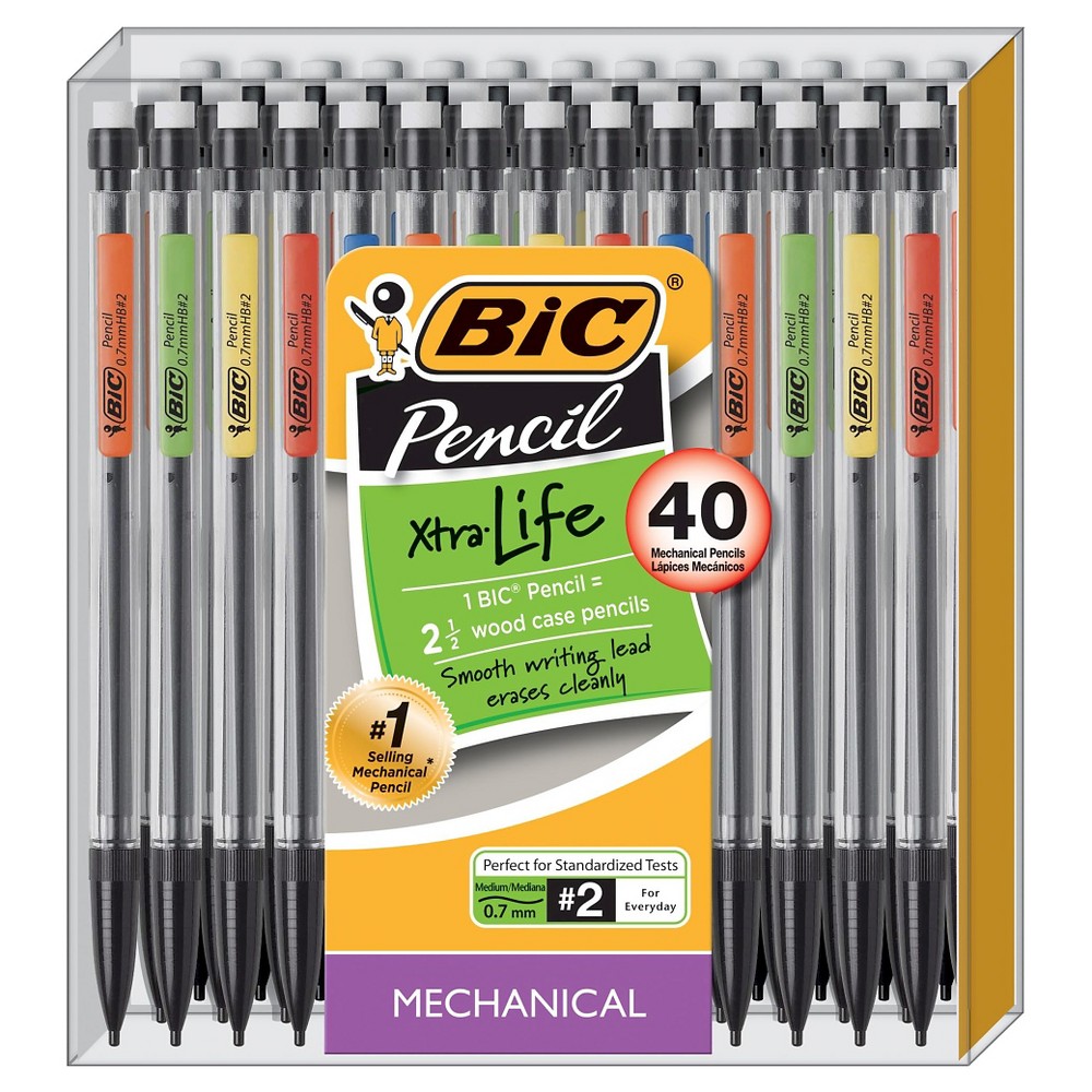 Photos - Pen BIC #2 Xtra Life Mechanical Pencils, 0.7mm, 40ct - Multicolor 