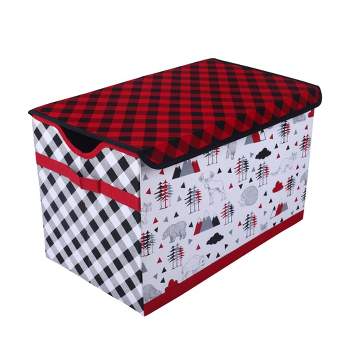 Bacati - Lumberjack Red/Black/Gray Boys Cotton Storage Toy Chest