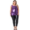 Agnes Orinda Women's Plus Size Shiny Metallic Round Neck Sleeveless Party Tank Tops - 3 of 4