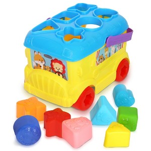 Shape Sorter Toy for Kids Bus Block Sorter , 16 Colorful Shapes - 1 of 4