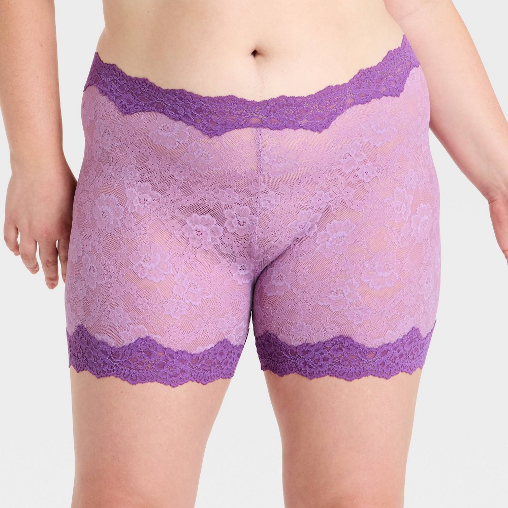 Women's Lace Boxer Brief Shorts - Wild Fable™ Light Purple 2X