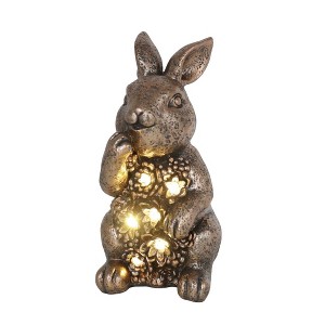 Transpac Light Up Resin Rustic Gold Easter Bunny Decor Home Decorations Spring - 1 of 1