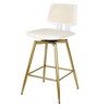 VECELO Counter Height Bar Stools Set of 2, Faux Leather Upholstered Barstools with Back Footrest and Metal Legs, Armless Bar Chairs, Brown/Gold - 2 of 4