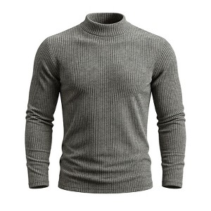 Men Mock Neck Ribbed Slim Fit Sweater Long Sleeve Basic Knitted