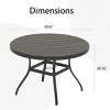 40.6" Outdoor Round Patio Dining Table with Umbrella Hole, All-Weather Metal Outdoor Dining Table for Garden, Balcony, or Backyard–The Pop Home - 4 of 4
