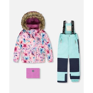 Deux par Deux Girl Two-Piece Play Snowsuit Turquoise Blue - 1 of 4