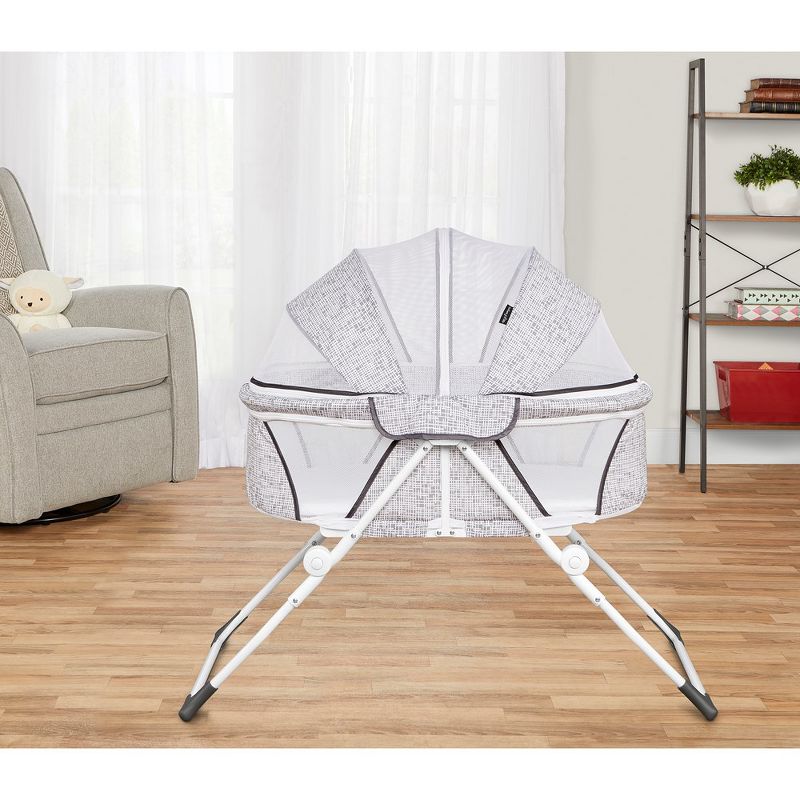 Dream On Me JPMA Certified Karley Plus Portable Bassinet With Removable Canopy And Folding Legs in Cool Grey, 6 of 14