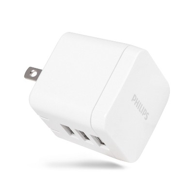 Philips 3-Port USB Wall Charger - White