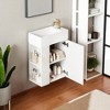 18.5'' Wall-Mounted Bathroom Vanity with Resin Sink, Compact Modern Storage Cabinet with Soft-Close Door, Side Shelves - 2 of 4
