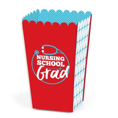 Big Dot of Happiness Nurse Graduation - Medical Nursing Graduation Party Favor Popcorn Treat Boxes - Set of 12