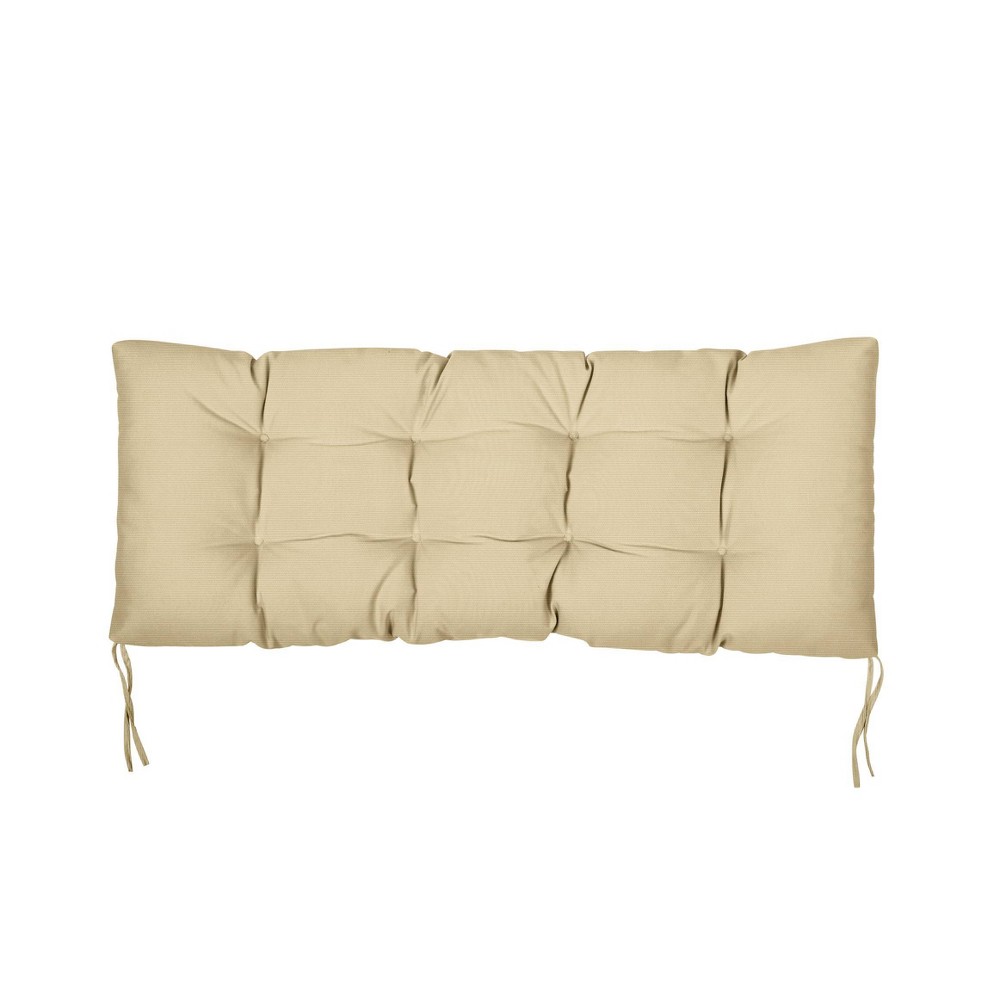 Photos - Pillow 55" x 18" x 2" Sunbrella Canvas Tufted Outdoor Bench Cushion Antique Beige - Sorra Home: UV & Water-Resistant Patio Seat