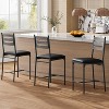 Bar Stools Set of 2, Barstools, Faux Leather Upholstered Bar Chair Wooden with Back & Footrest & Thick Cushion - 2 of 4