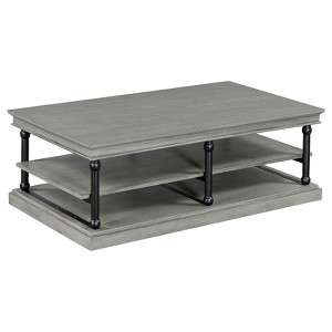 Dexmalle 55.1" Wood Coffee Table with Black Legs and 2 Open Storage Shelves - 1 of 4