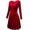Women's Velvet Cocktail Party Mini Dress Long Sleeve Round Neck Club Dresses - 2 of 4