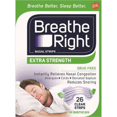 Breathe Right Extra Strength Drug-Free Clear Nasal Strips - 26ct