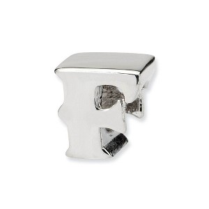 Black Bow Jewelry Sterling Silver Letter F Polished Bead Charm, 10mm - 1 of 3