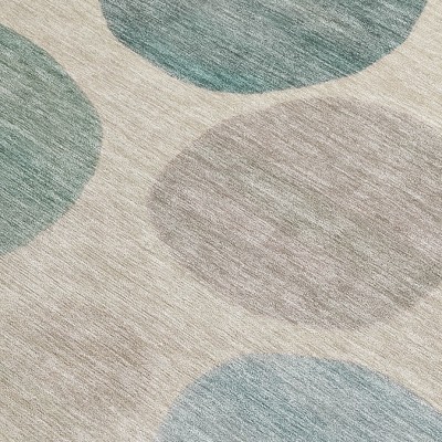 HomeRoots 3' X 5' Teal Blue Ivory And Pale Aqua Geometric Washable Indoor Outdoor Area Rug