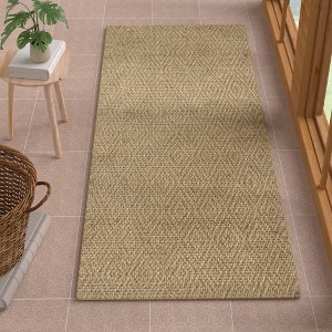Maxax Jute Door Mat，Hand Woven Area Rug, Boho Rustic Style, Natural Fiber Jute Rug Solid Center for Entryway and Hallway - 1 of 4