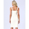 Allegra K Women's Button Down Sweetheart Neckline Sleeveless Summer Knee Length Denim Bodycon Sundress - 3 of 4