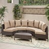 5-Piece Outdoor Wicker Half-Circle Patio Conversation Set with Cushions, Modular Sectional Sofa and Coffee Table for Backyard– The Pop Home - 2 of 4