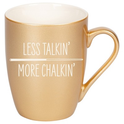 100 North Vegas Gold Metallic Finish, 10 Ounce, Comfortably Fits Your Hands, New Bone China Coffee Tea Cup Mug, Less Talkin' More Chalkin'