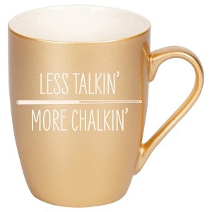 100 North Vegas Gold Metallic Finish, 10 Ounce, Comfortably Fits Your Hands, New Bone China Coffee Tea Cup Mug, Less Talkin' More Chalkin' - 1 of 1